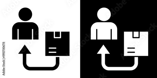 Customer Returns Icon Set White Glyph Style Collection