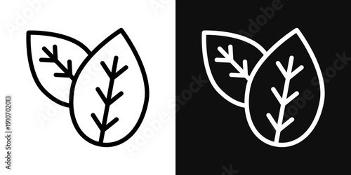 Tobacco leaves icons - editable stroke vector illustration