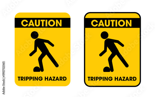 Tripping hazard warning signs collection Silhouette flat icon design element.