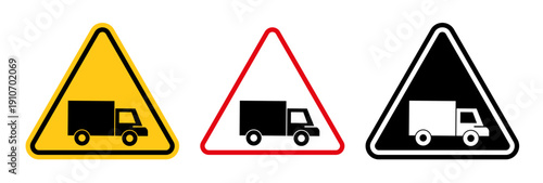 Truck warning signs collection Silhouette flat icon design element.