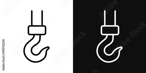 Winch hook icons - editable stroke vector illustration