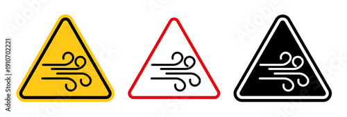 Wind warning signs collection Silhouette flat icon design element.
