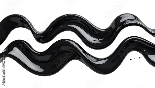 Wallpaper Mural Glossy, flowing black liquid forms two intertwined, undulating waves against a dark background Torontodigital.ca