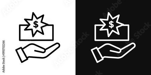 Zakat with money gift icons - editable stroke vector illustration