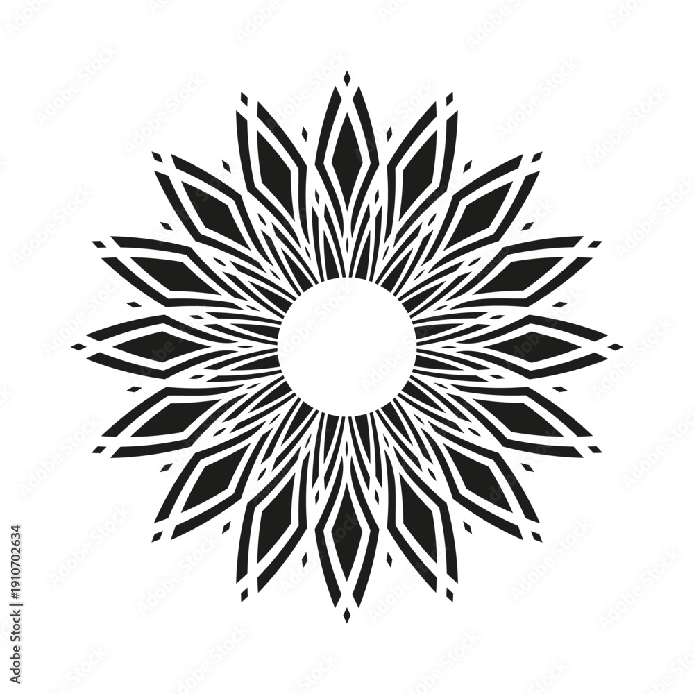 Fototapeta premium Abstract Radial Geometric Pattern in Flower Shape. Decorative Design Element. 