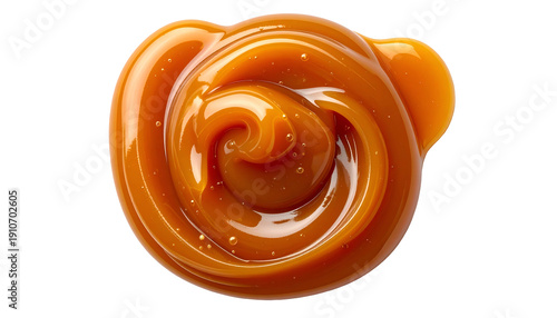 Wallpaper Mural Swirled close-up of glossy, amber-colored caramel sauce, isolated on black Torontodigital.ca