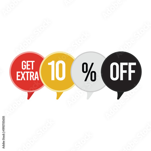 Get Extra 10 Percent Off Sale Discount Speech Bubble Vector Illustration