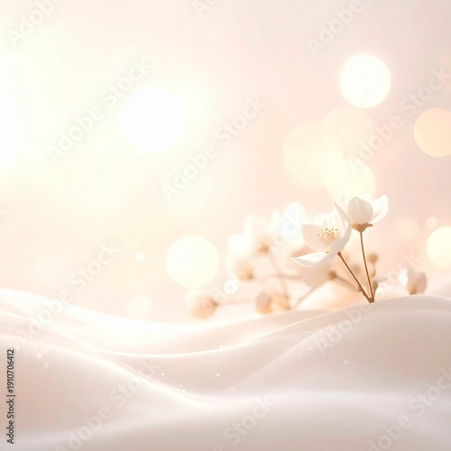 Cream Airy Bokeh Abstract Branding Background
