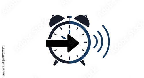 Alarm Clock Ringing with Arrow Symbol.