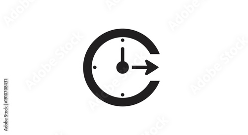 Clock with Arrow Indicating Time Passing.
