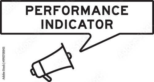 Megaphone icon with speech bubble in word performance indicator on white background