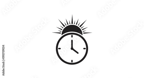 Simple Black and White Clock Icon Design.