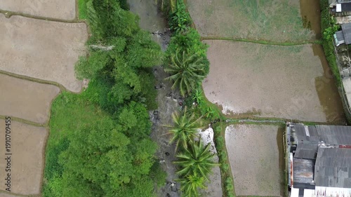 Aerial Drone Video Footage of Rural River Landscape