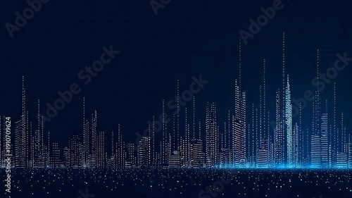 Futuristic city skyline at night
