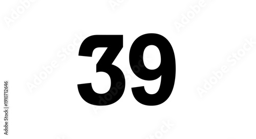 Black Number Thirty Nine on White.