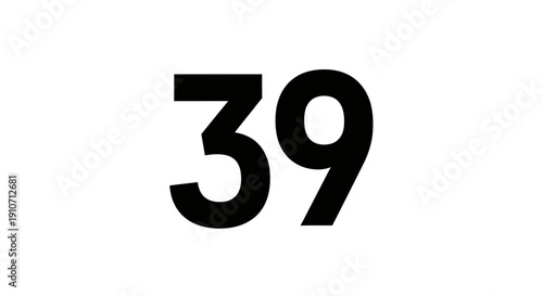 Large Black Number Thirty Nine Digit.