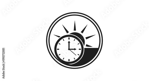 Black and White Clock Icon Design.