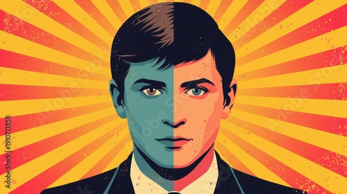 Bipolar, Bipolar disorder concept with hopeful stability, flat style mental health illustration for awareness and supp...