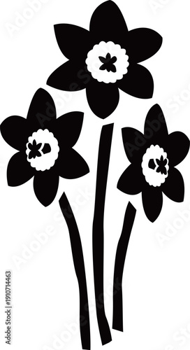 3本の水仙の花ベクターイラスト