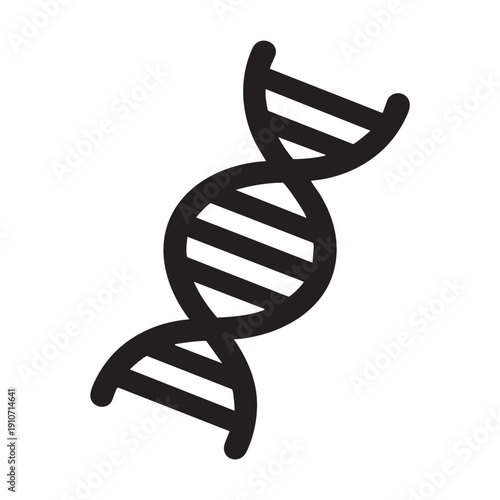 A simple, black illustration of a DNA double helix structure displayed on a clean background from a straightforward viewpoint, clearly showing the twisted ladder-like molecular configuration