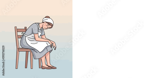 Illustration of a woman sitting in a chair with her head down.