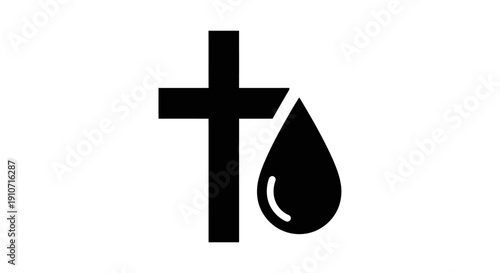 Christian Cross with Drop Symbol.