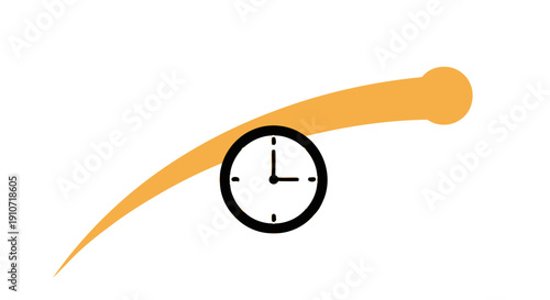 Clock Timepiece with Orange Brush Stroke.