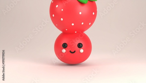 Adorable Strawberry Character - A Playful 3D Render for Children.