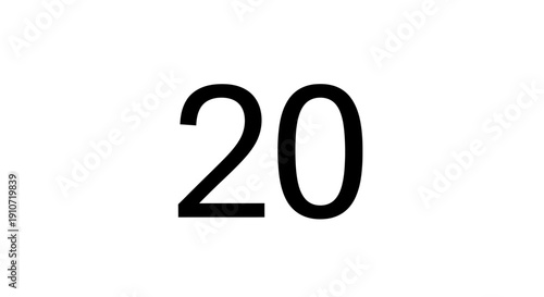 Large Black Number Twenty on White.