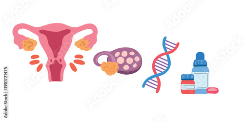 women’s health concept with medical illustrations