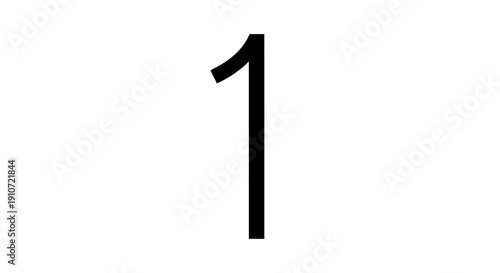 Black Number One Digit Typography.