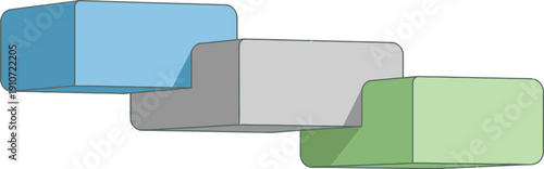 Abstract geometric shapes in a 3D illustration with cubes and rectangular prisms in various colors