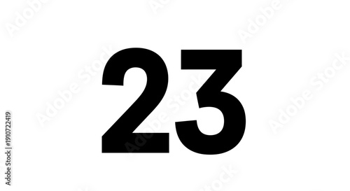 Large Black Number Twenty Three Digit.