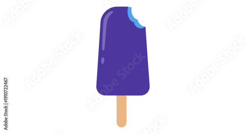 Bitten Purple Ice Pop on a Wooden Stick.