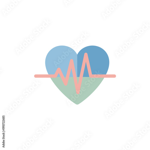 Abstract Heart Shape with EKG Pulse Line in Soft Colors
