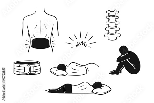 Back pain relief illustrations: treatment and recovery methods