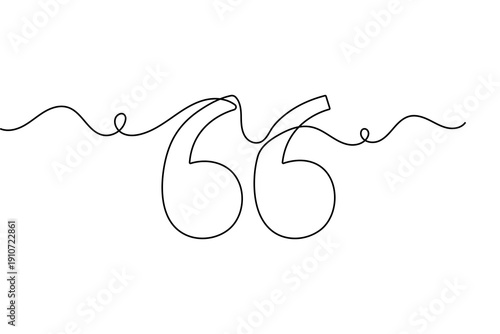 Continuous one line quote mark symbol modern minimal outline vector design