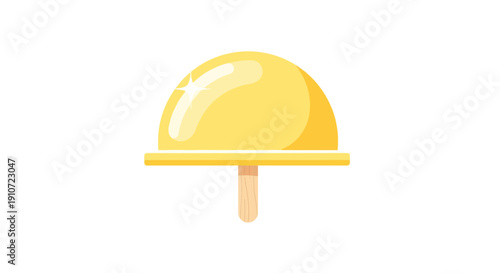 Yellow Popsicle with a Rounded Top on a Wooden Stick.