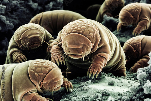Enlarged image of dust mites on a mattress Causes of allergies and asthma Dermatophagoides pteronyssinus and Dermatophagoides farinae