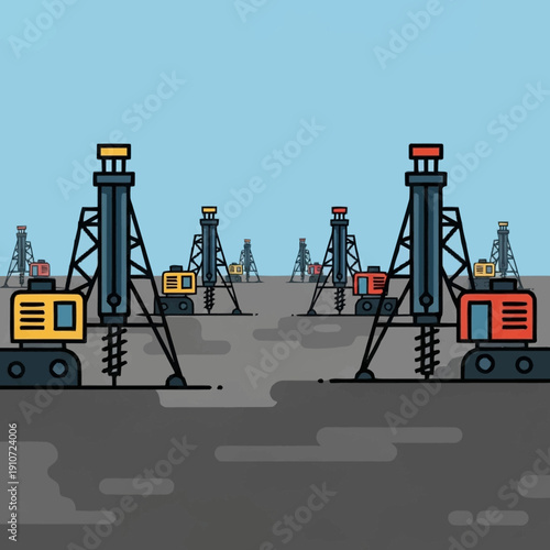 Heavy machinery for drilling operations on a construction site.
