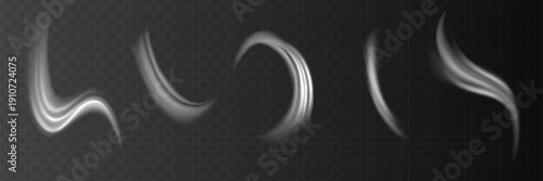 White glowing shiny lines effect vector background. Luminous white lines of speed. Light glowing effect. Light trail wave, fire path trace line and incandescence curve twirl.