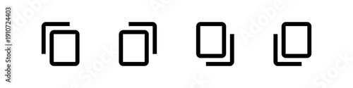 Copy and duplicate document interface vector icon set. Minimalist line icons for layers and file doubling vector. Black geometric symbols for mobile app interface design vector
