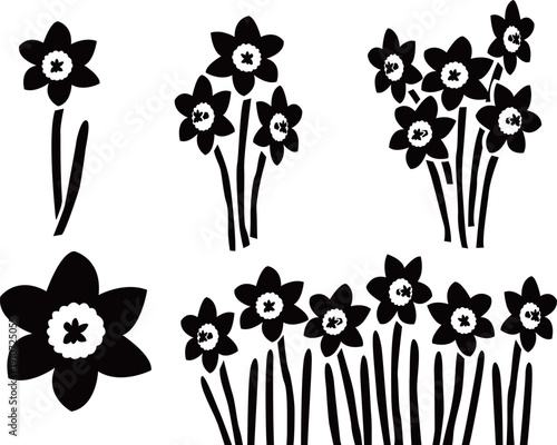 水仙の花ベクターイラストセット