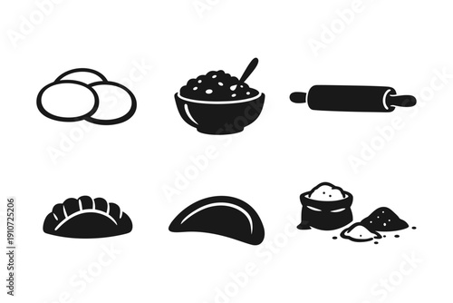 Illustrated icons of baking ingredients and tools