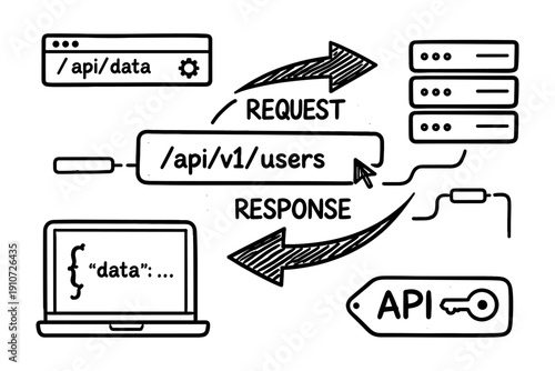 Api data exchange diagram illustrating request and response flow