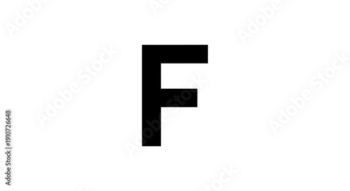 Black Letter F on White Background.