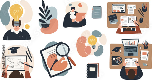 Creative Brainstorming and Online Education Concept for Professional Development and Learning