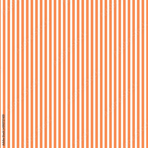 Bright orange and white vertical stripes pattern. Seamless citrus summer background for harvest, autumn, and food packaging design. Clean minimalist parallel lines texture.