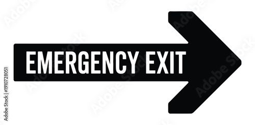 Emergency exit sign with arrow pointing right representing safe evacuation, fire escape route, and safety guidance