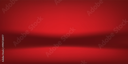 Red studio background. Abstract limbo podium studio room. Dark red gradient wall floor and spotlight scene.